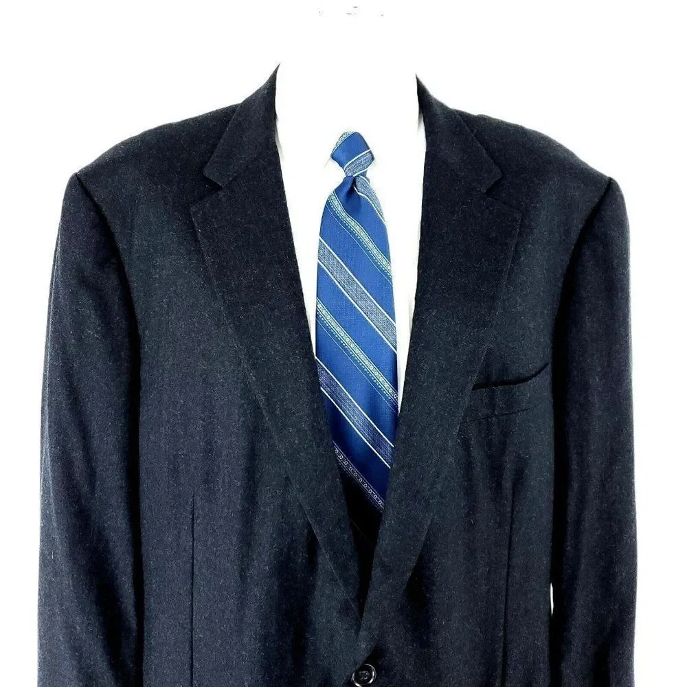Samuelsohn Sb Austin Super 120s Flannel Tweed Wool 2 Button Sport Coat 48L Gray‎